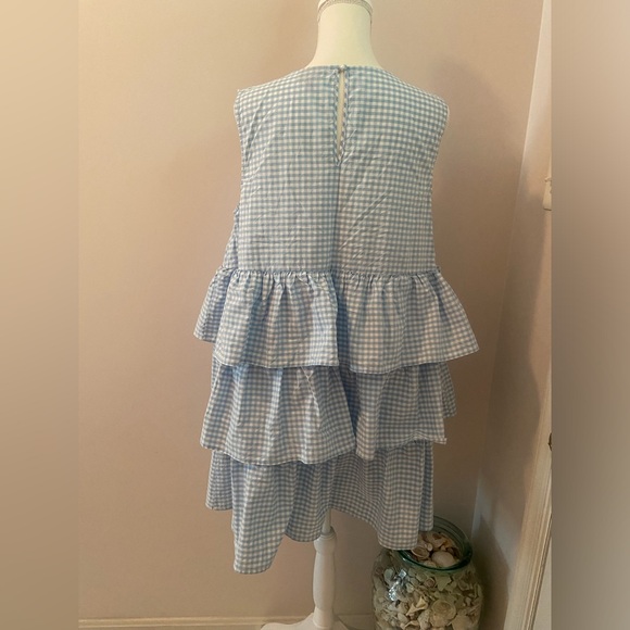 Who What Wear light blue and white tiered sleeveless cotton dress size large - Picture 2 of 8